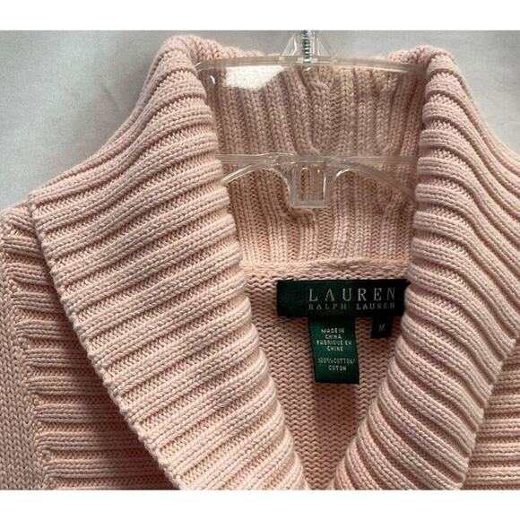 Ralph Lauren Pink‎ Knit Sweater - Glinda Style Cardigan - M $140 👚 - Picture 2 of 4